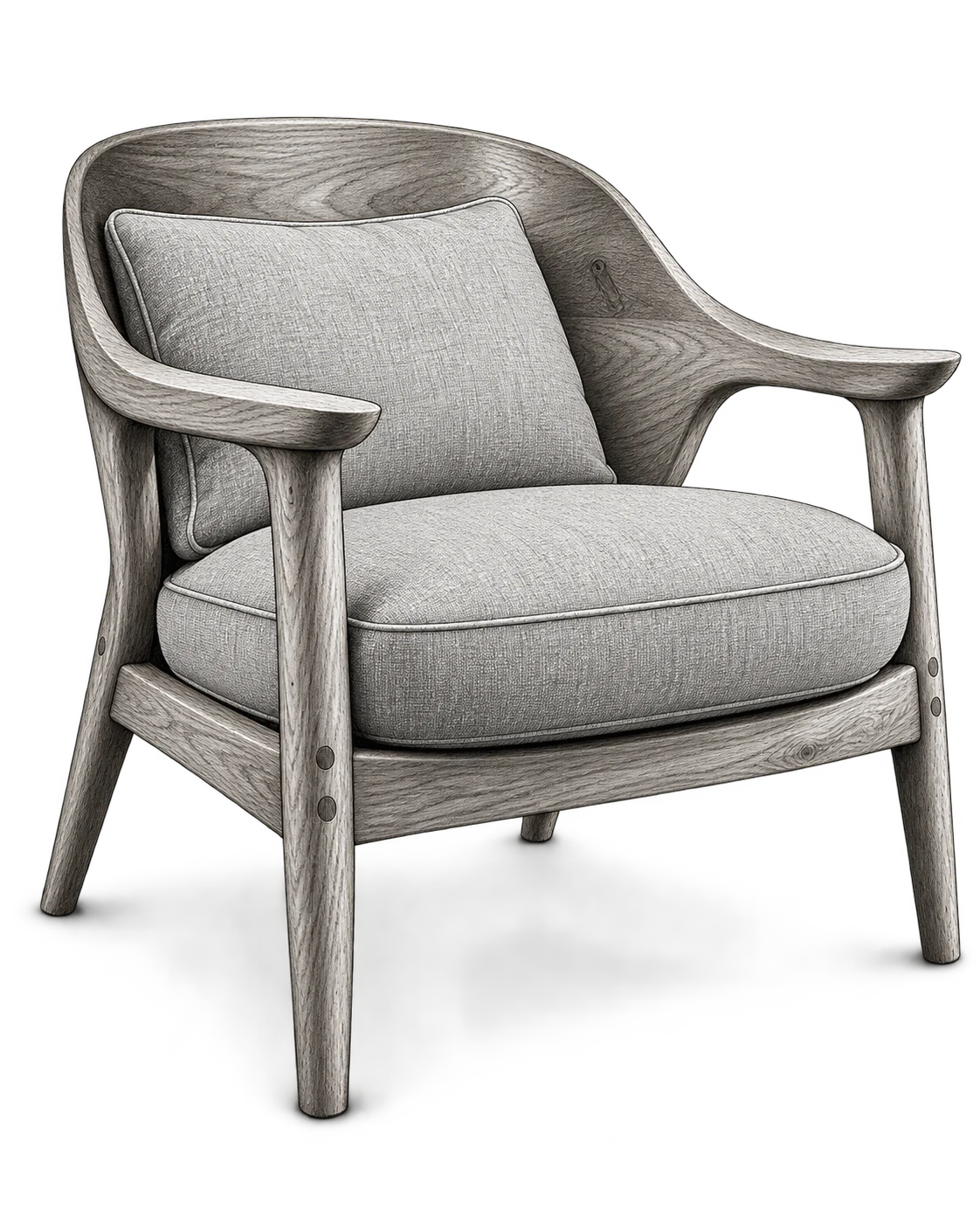 Original illustration of an oak lounge chair